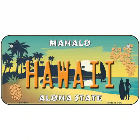 Hawaii Pineapple Novelty Metal License Plate 6" x 3" (BP)