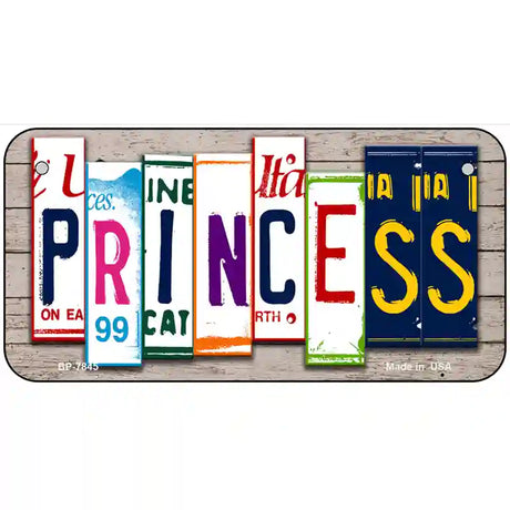 Princess License Plate Art Wood Metal Novelty License Plate 6" x 3" (BP)