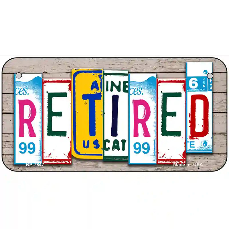 Retired License Plate Art Wood Metal Novelty License Plate 6" x 3" (BP)