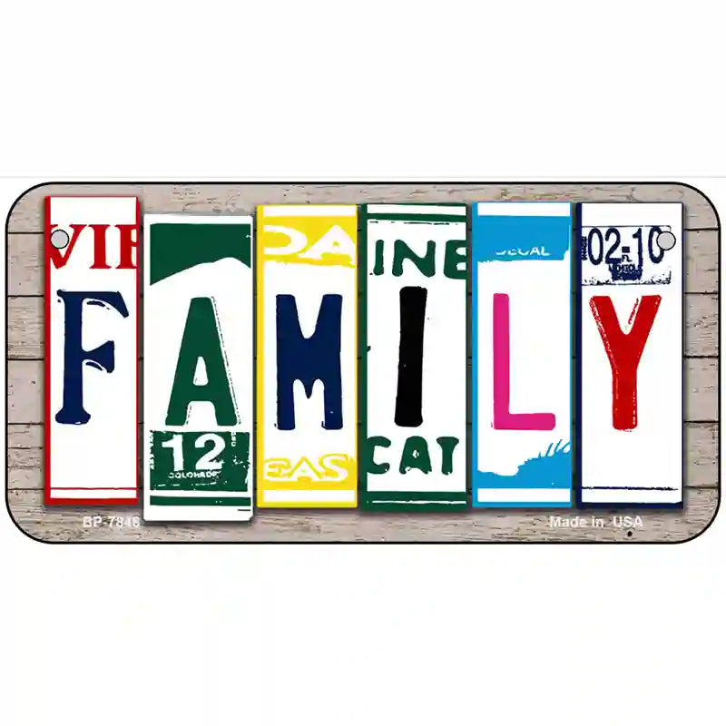 Family License Plate Art Wood Metal Novelty License Plate 6" x 3" (BP)