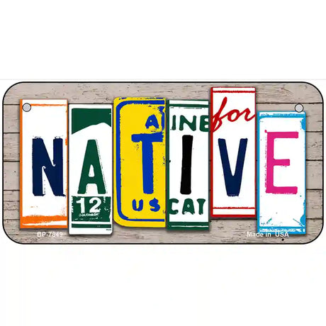 Native License Plate Art Wood Metal Novelty License Plate 6" x 3" (BP)