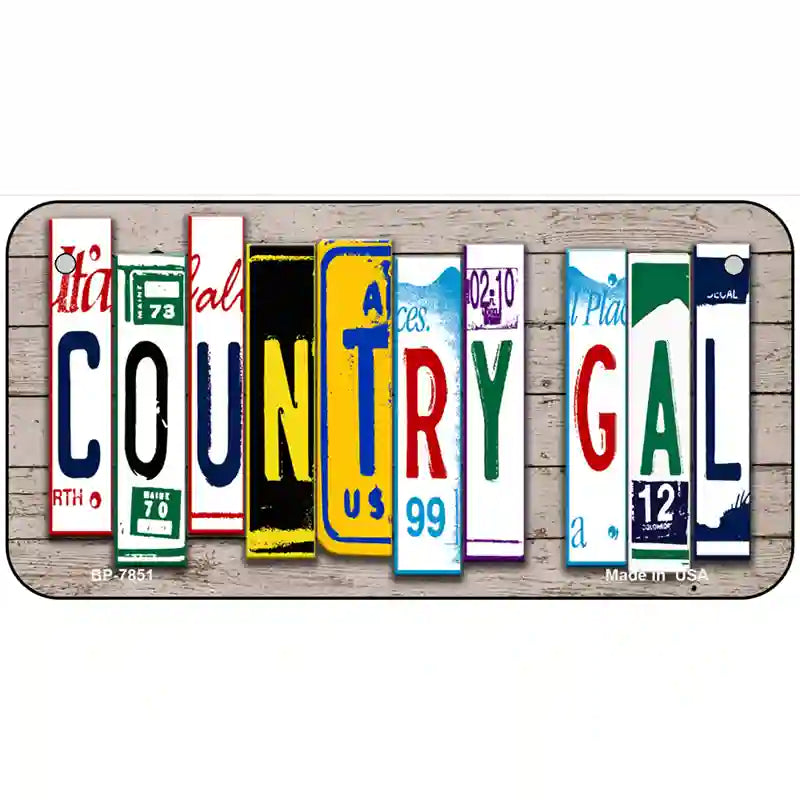 Country Gal Plate Art Novelty Metal License Plate 6" x 3" (BP)