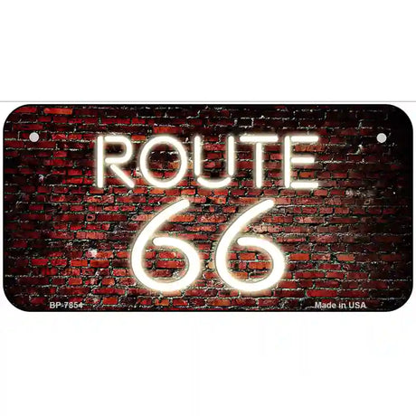 Route 66 Neon Brick Metal Novelty License Plate 6" x 3" (BP)