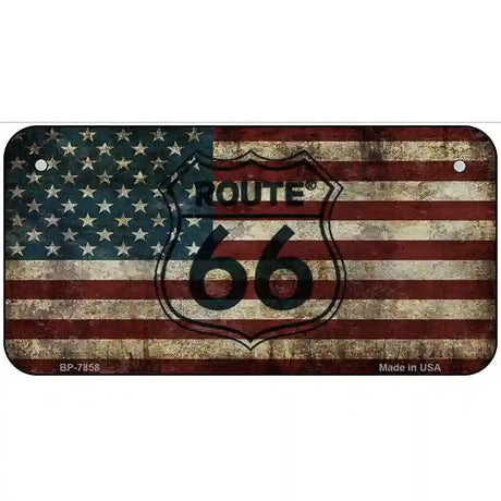 Route 66 American Flag Transparent Metal Novelty License Plate 6" x 3" (BP)