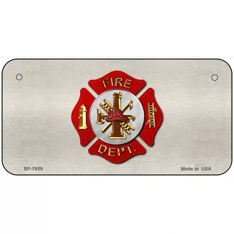 Fire Department Metal Novelty License Plate 6" x 3" (BP)