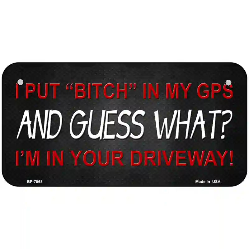 Bitch In My GPS Novelty Metal License Plate 6" x 3" (BP)