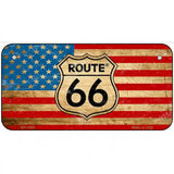 Route 66 American Flag Metal Novelty License Plate 6" x 3" (BP)