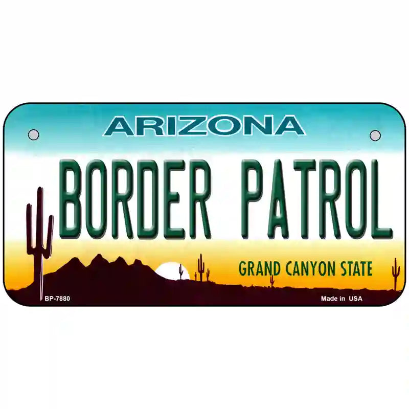 Border Patrol Arizona State Novelty Metal License Plate 6" x 3" (BP)