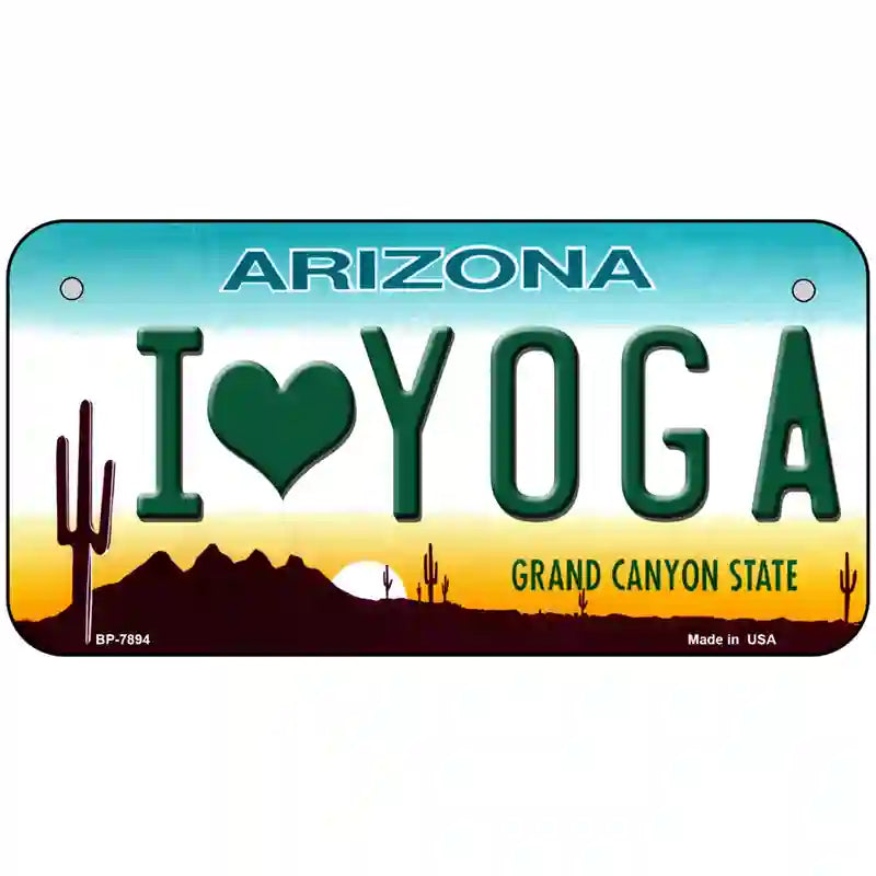 I Love Yoga Novelty Metal License Plate 6" x 3" (BP)