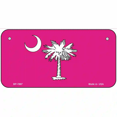 South Carolina Flag Pink Novelty Metal License Plate 6" x 3" (BP)