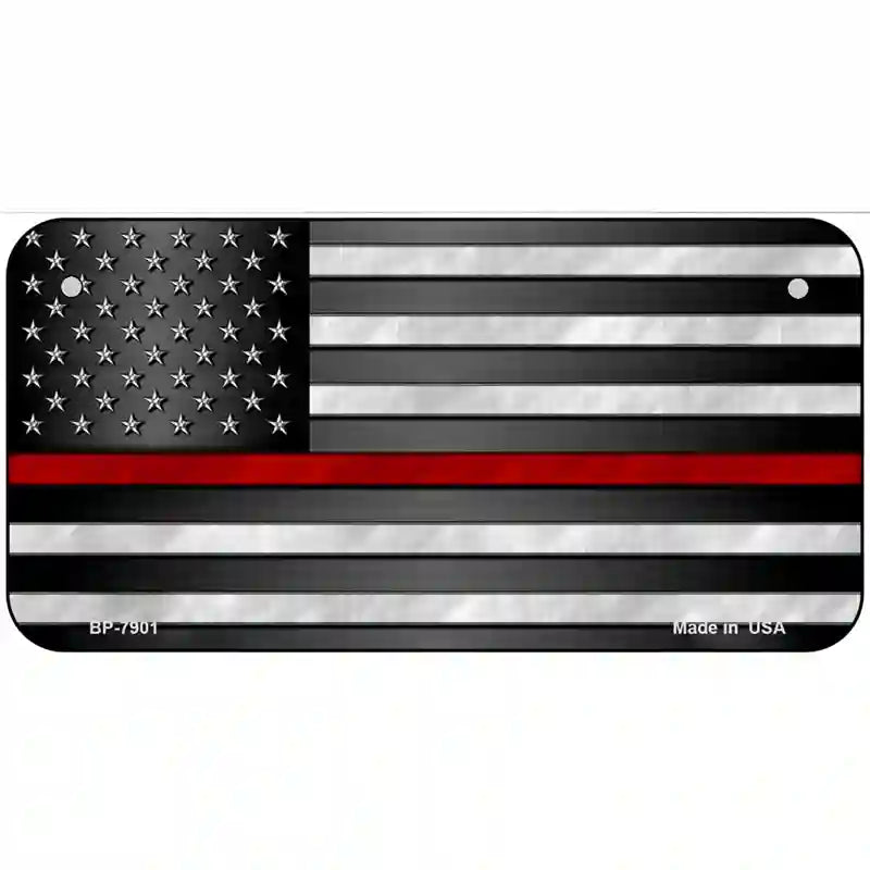 American Flag Thin Red Line Novelty Metal License Plate 6" x 3" (BP)