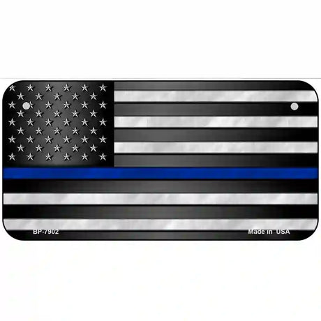 American Flag Thin Blue Line Novelty Metal License Plate 6" x 3" (BP)