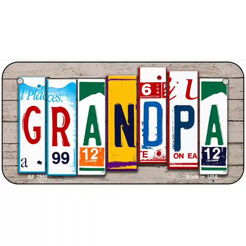 Grandpa Wood License Plate Art Novelty Metal License Plate 6" x 3" (BP)