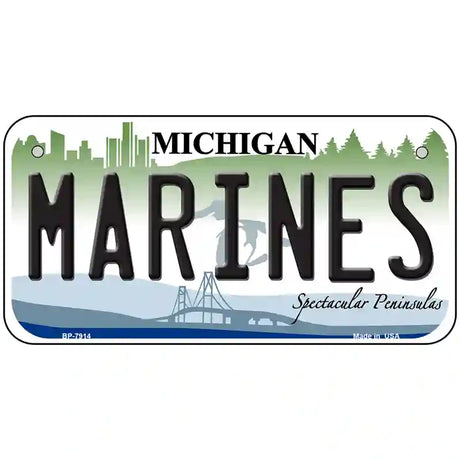 Marines Michigan Novelty Metal License Plate 6" x 3" (BP)