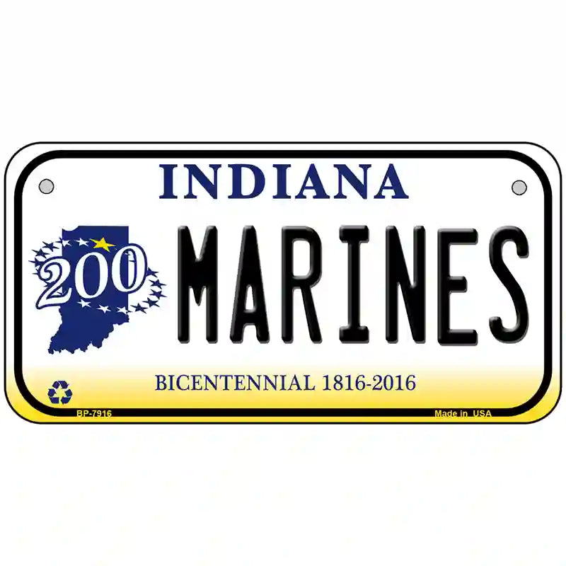 Indiana Marines Novelty Metal License Plate 6" x 3" (BP)