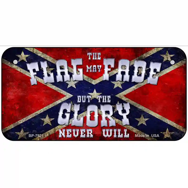 Flag May Fade Novelty Metal License Plate 6" x 3" (BP)