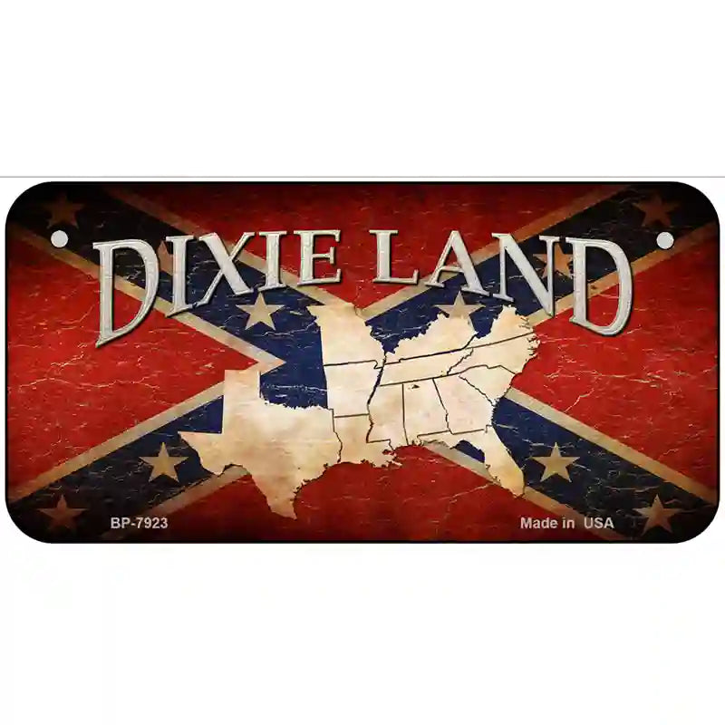 Dixie Land Novelty Metal License Plate 6" x 3" (BP)