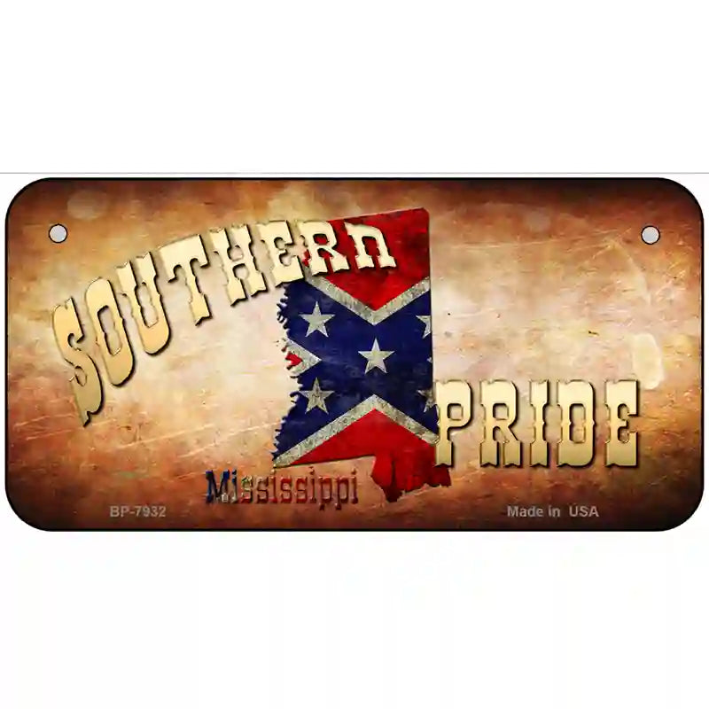 Southern Pride Mississippi Novelty Metal License Plate 6" x 3" (BP)