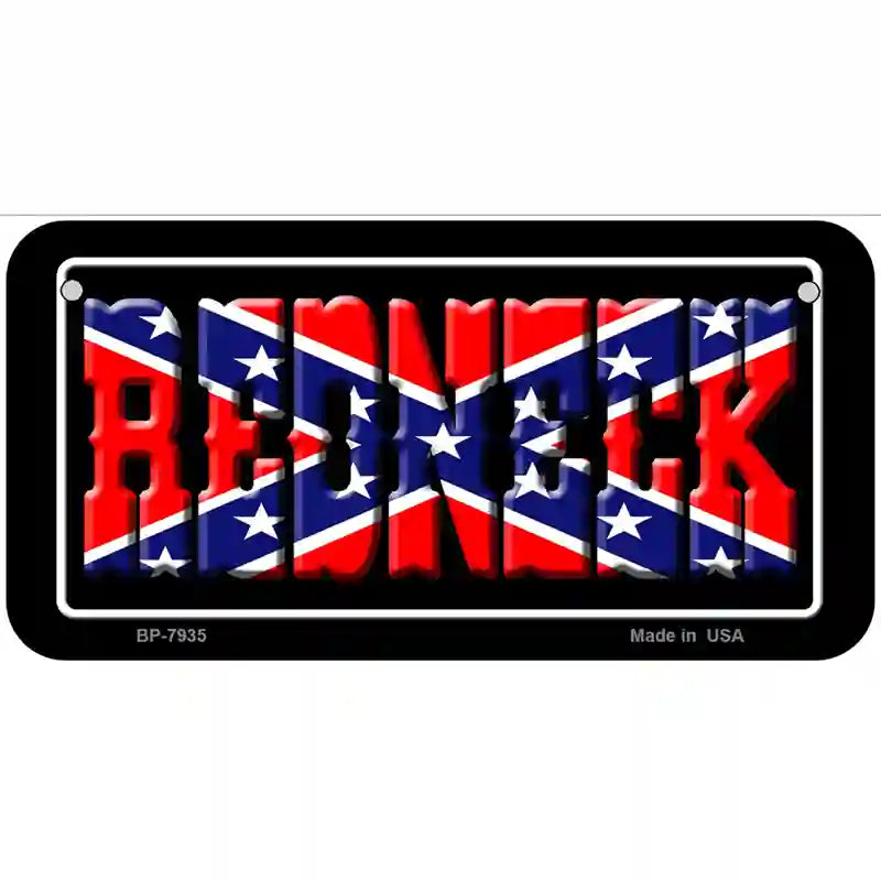 Redneck with Rebel Flag Novelty Metal License Plate 6" x 3" (BP)