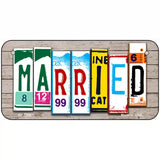 Married Wood License Plate Art Novelty Metal License Plate 6" x 3" (BP)