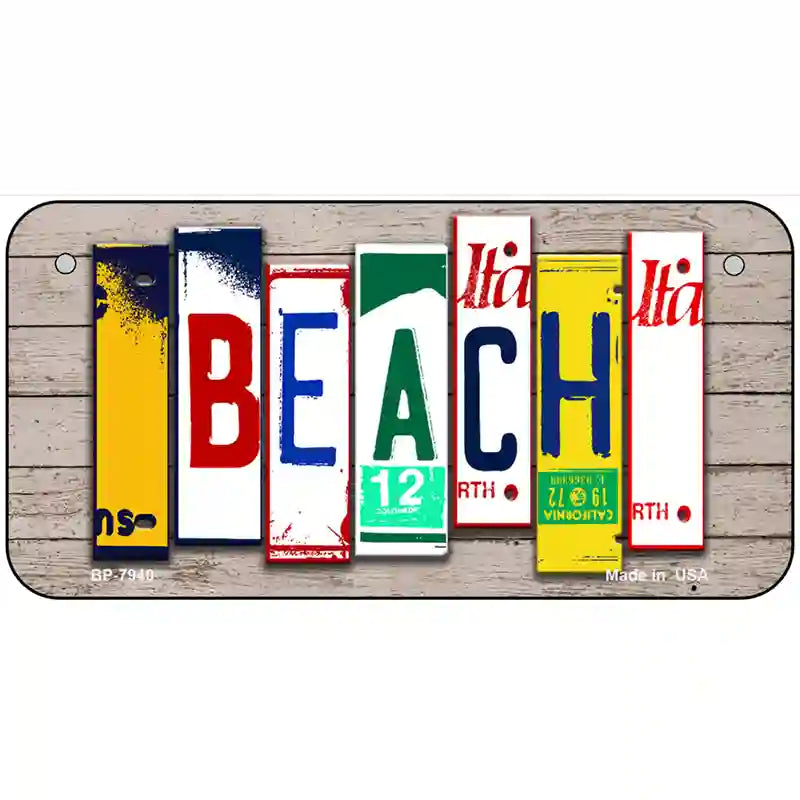 Beach Wood License Plate Art Novelty Metal License Plate 6" x 3" (BP)