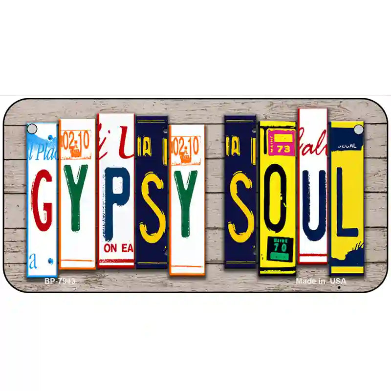 Gypsy Soul Wood License Plate Art Novelty Metal License Plate 6" x 3" (BP)