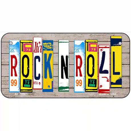 Rock N Roll Wood License Plate Art Novelty Metal License Plate 6" x 3" (BP)