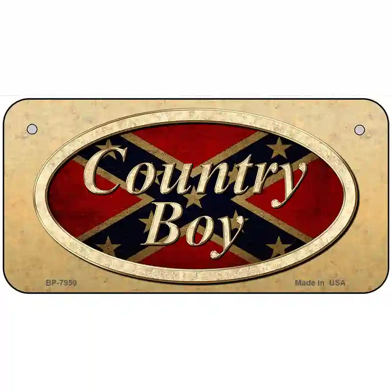 Country Boy Novelty Metal License Plate 6" x 3" (BP)