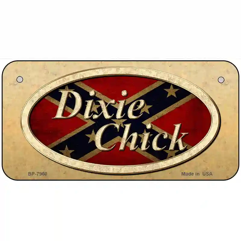 Dixie Chick in Rebel Flag Novelty Metal License Plate 6" x 3" (BP)