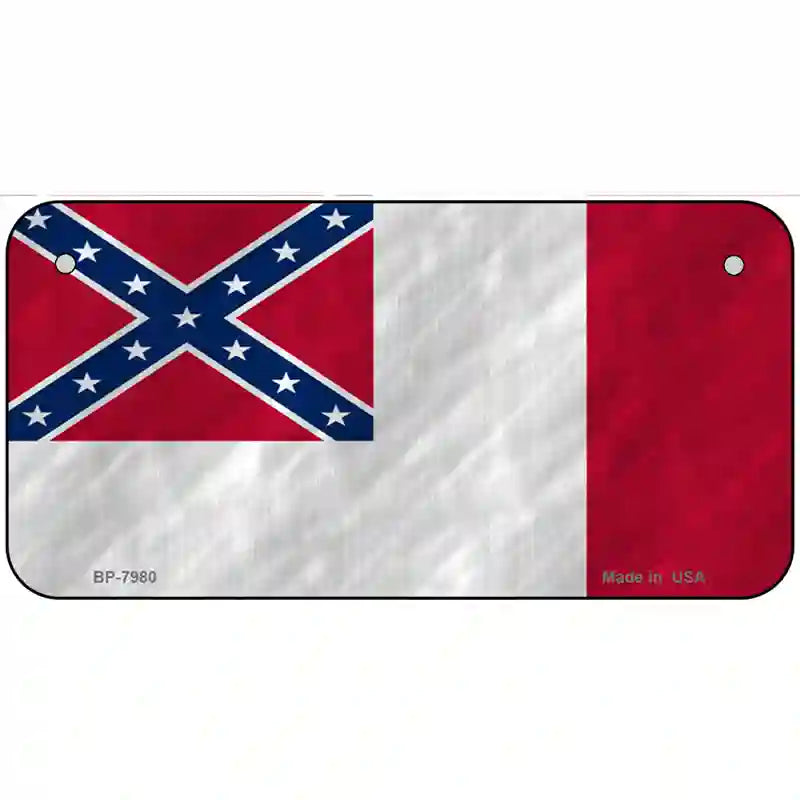 Third Confederate Flag Novelty Metal License Plate 6" x 3" (BP)