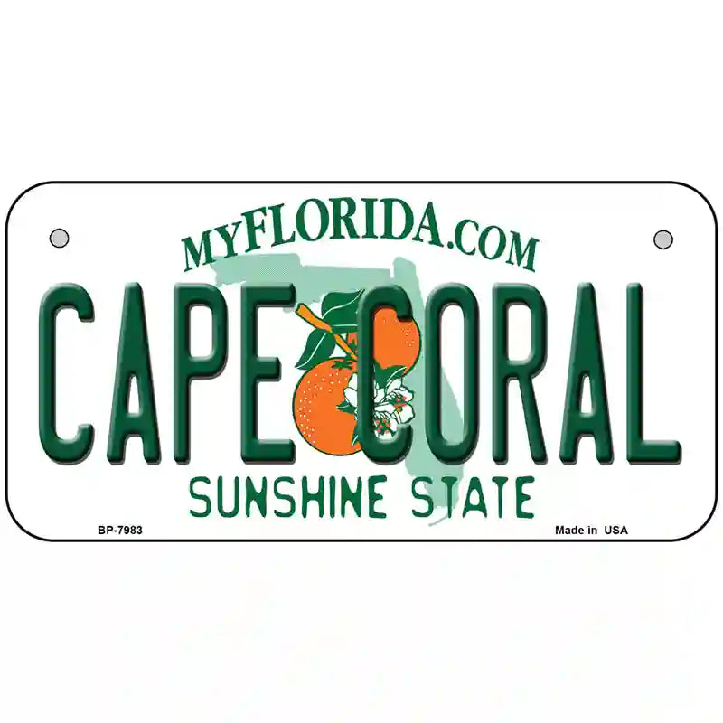 Cape Coral Florida Novelty Metal License Plate 6" x 3" (BP)