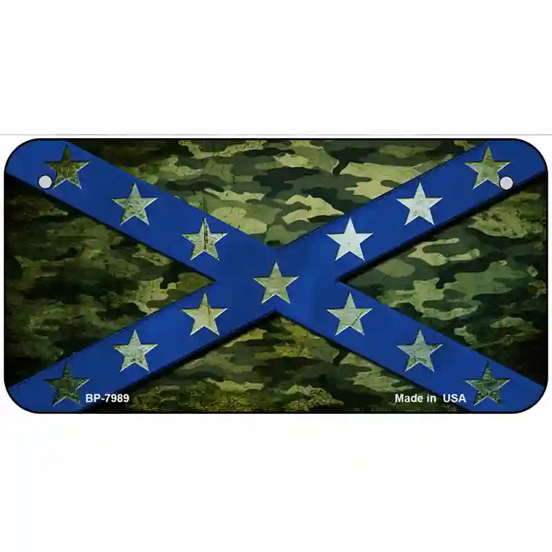 Camo Rebel Flag Novelty Metal License Plate 6" x 3" (BP)