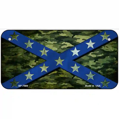 Camo Rebel Flag Novelty Metal License Plate 6" x 3" (BP)