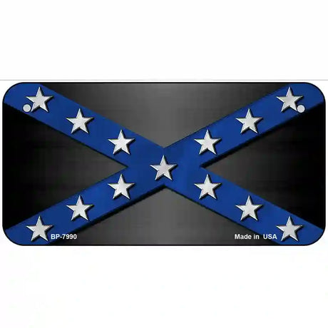 Confederate Stripes Blue Novelty Metal License Plate 6" x 3" (BP)