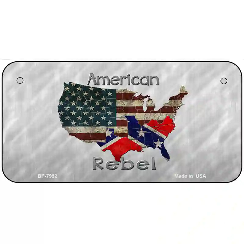 American Rebel Map Novelty Metal License Plate 6" x 3" (BP)