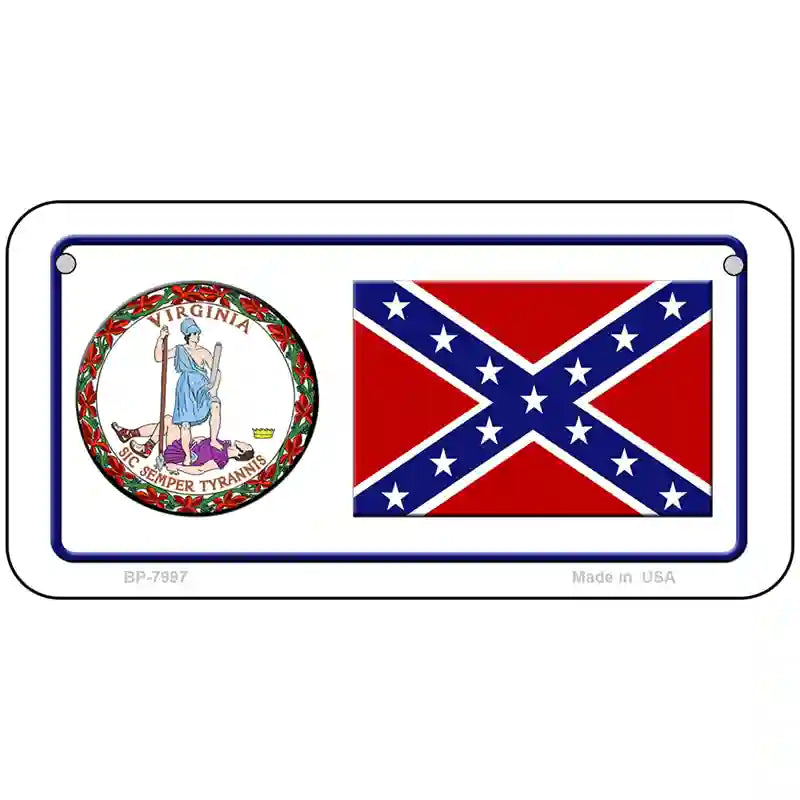 Confederate Flag Virginia Seal Novelty Metal License Plate 6" x 3" (BP)