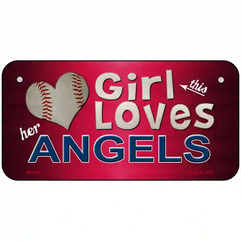 This Girl Loves Her Angels Novelty Metal License Plate 6" x 3" (BP)