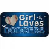 This Girl Loves Her Dodgers Novelty Metal License Plate 6" x 3" (BP)