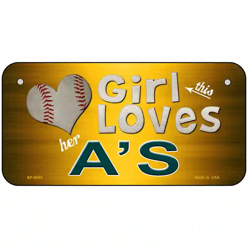 This Girl Loves Her Athletics Novelty Metal License Plate 6" x 3" (BP)