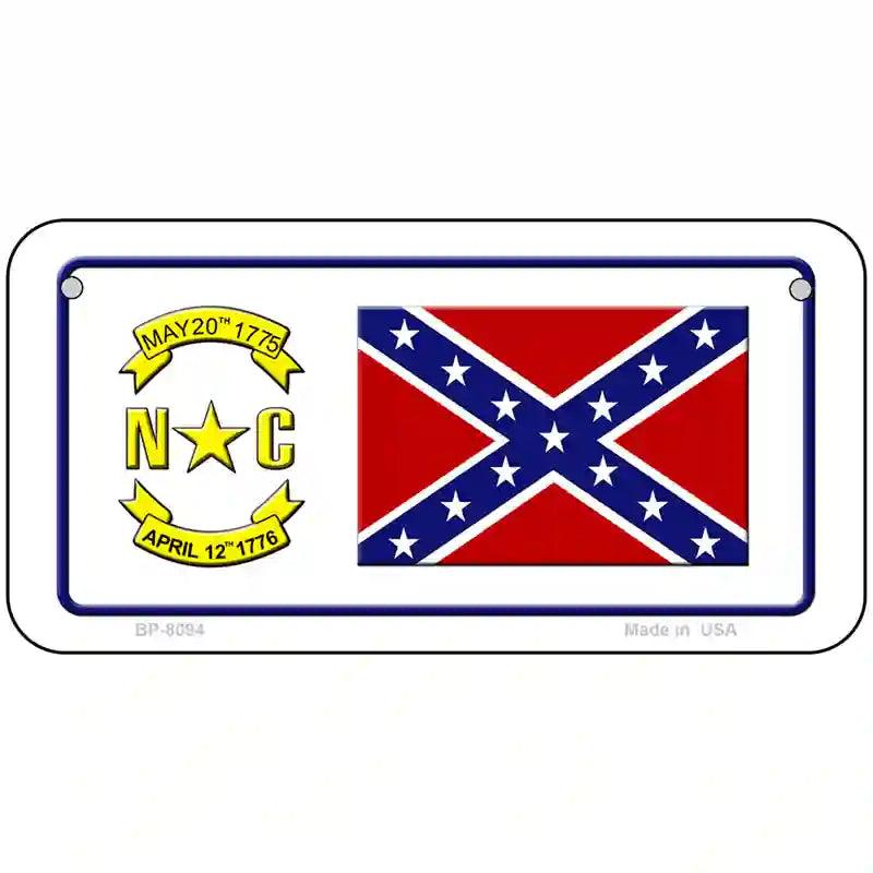 Confederate Flag North Carolina Novelty Metal License Plate 6" x 3" (BP)