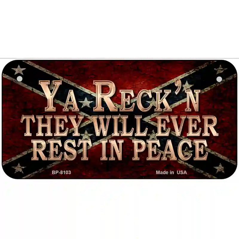 Rest In Peace Novelty Metal License Plate 6" x 3" (BP)