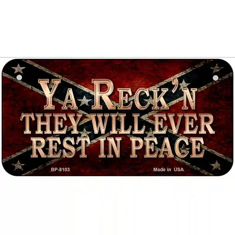 Rest In Peace Novelty Metal License Plate 6" x 3" (BP)