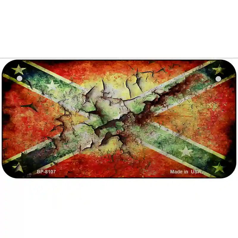 Confederate Flag Rusted Novelty Metal License Plate 6" x 3" (BP)