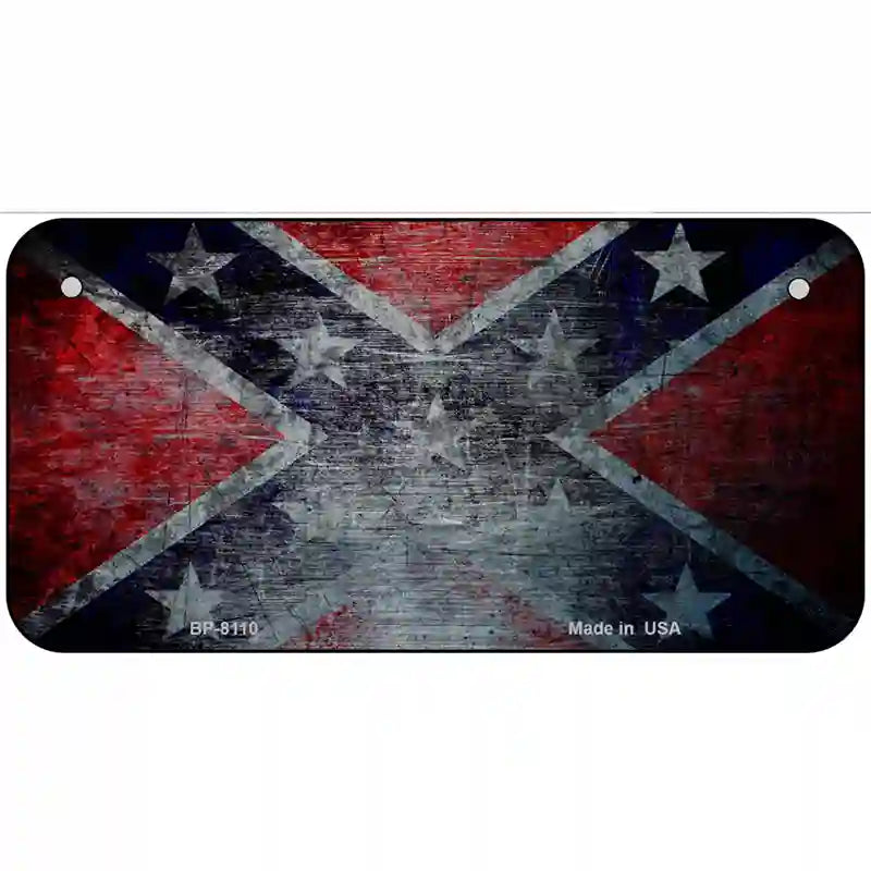 Confederate Flag Scratched Novelty Metal License Plate 6" x 3" (BP)