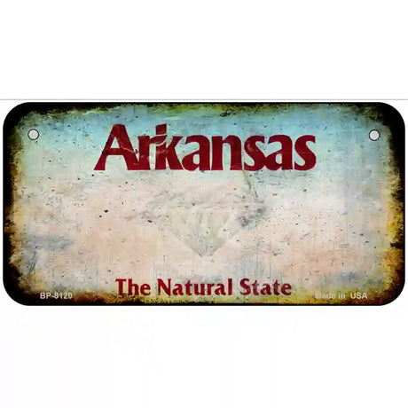 Arkansas State Rusty Novelty Metal License Plate 6" x 3" (BP)