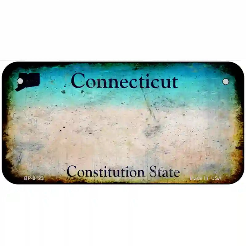 Connecticut State Rusty Novelty Metal License Plate 6" x 3" (BP)