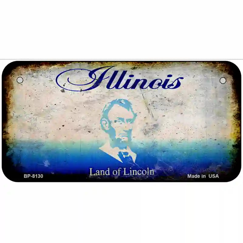 Illinois State Rusty Novelty Metal License Plate 6" x 3" (BP)