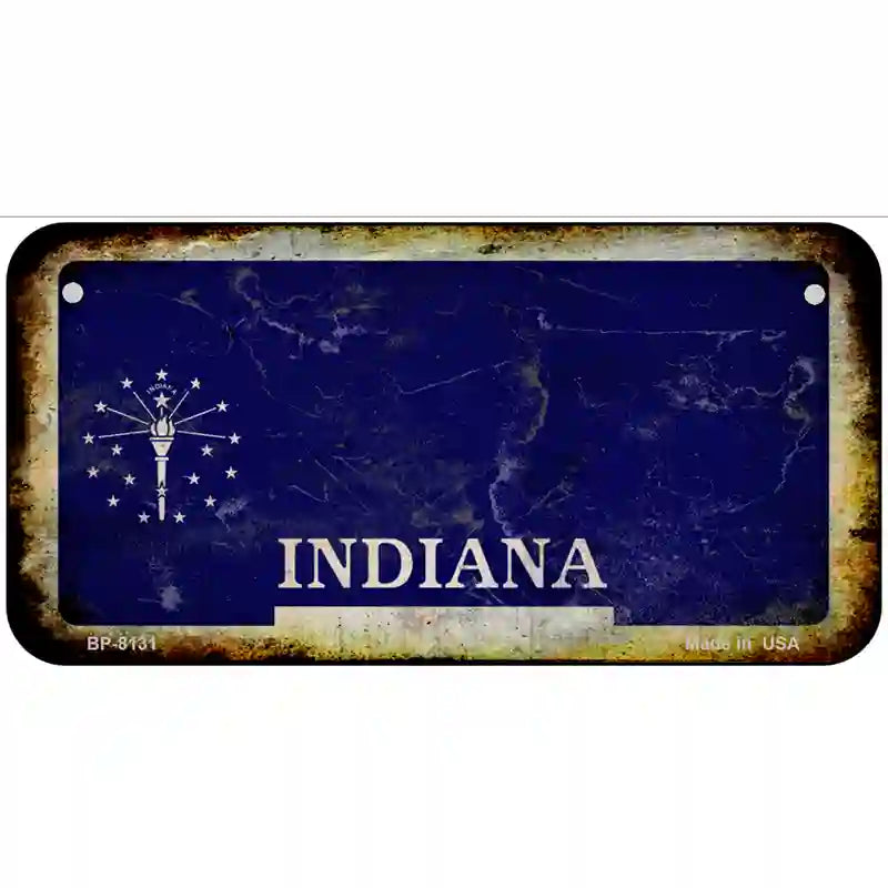 Inidana State Rusty Novelty Metal License Plate 6" x 3" (BP)