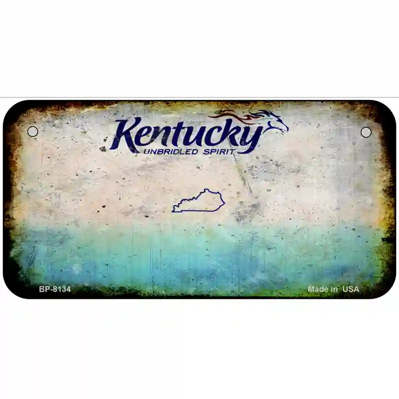 Kentucky State Rusty Novelty Metal License Plate 6" x 3" (BP)