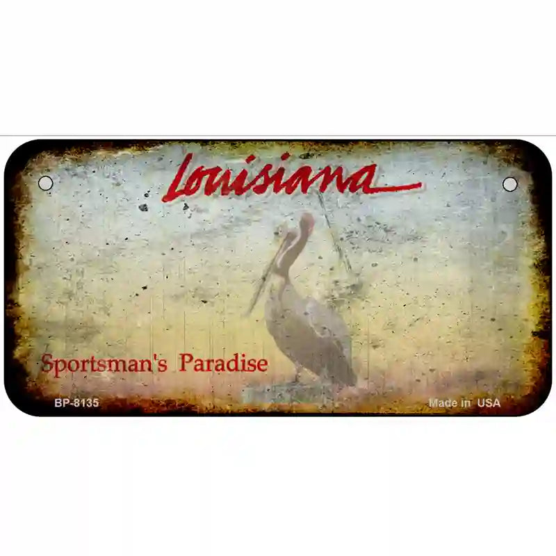 Louisiana State Rusty Novelty Metal License Plate 6" x 3" (BP)